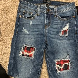 Judy blue skinny jeans plaid patch jeans